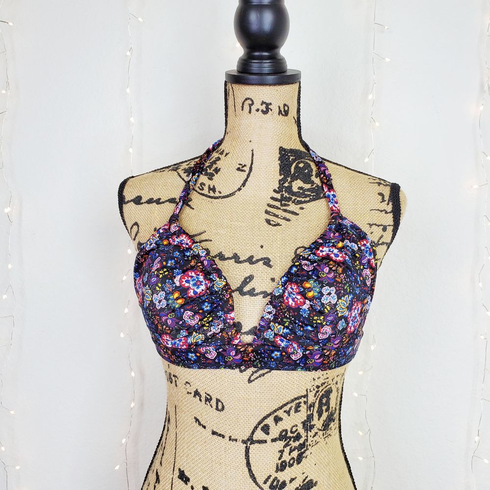 FRAME Paisley Floral Printed Triangle Bikini Top M